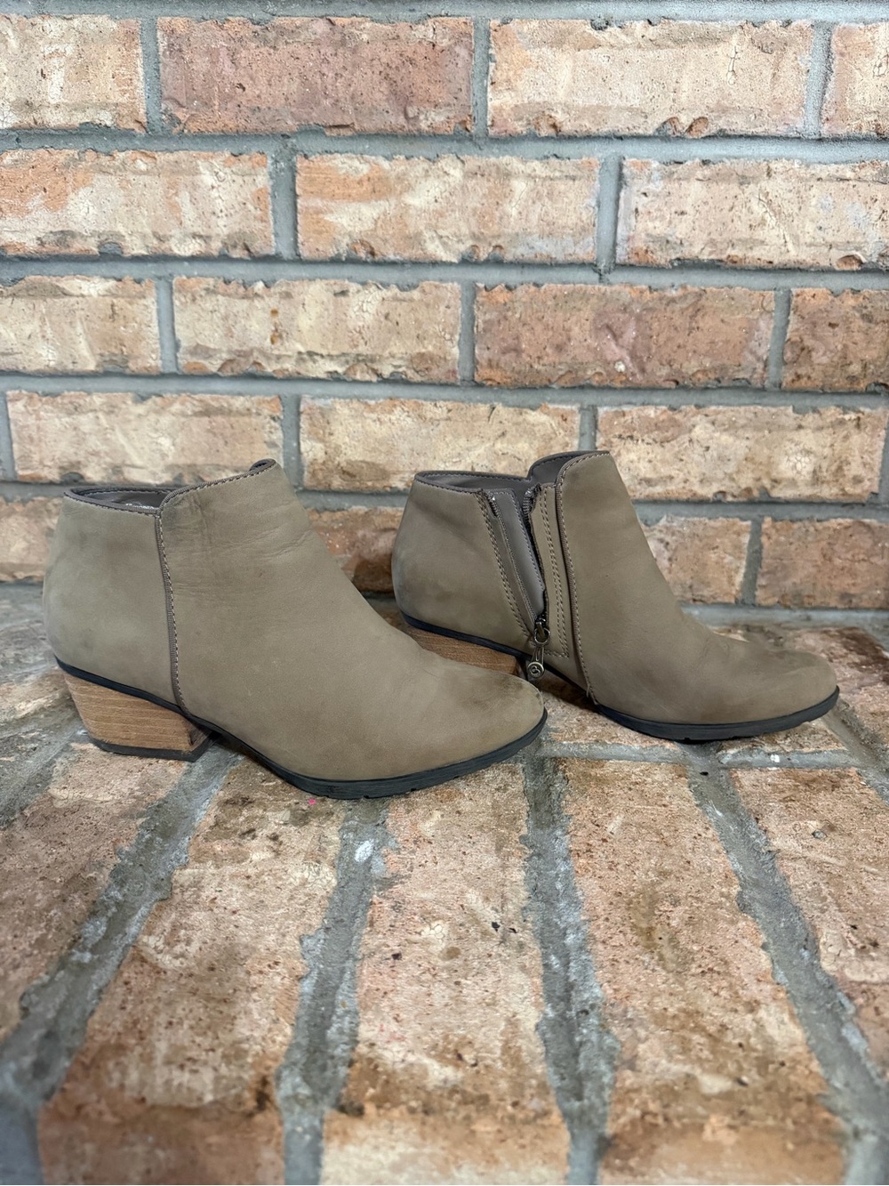 Blondo Taupe Suede Ankle Booties with Side Zip